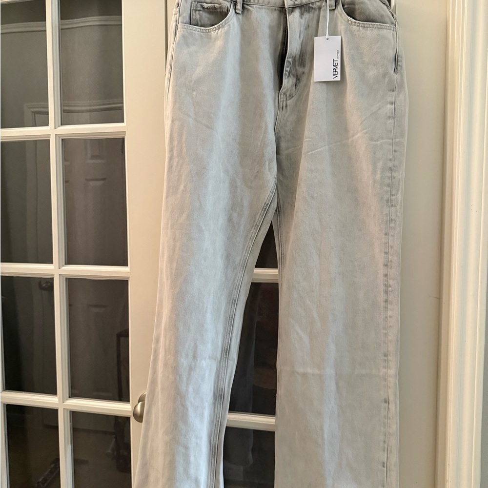 NWT Vervet Jeans Gray 32 Leslie 90s Vtg Flare Retro Grunge Wide